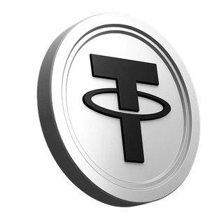 Bagian informasi platform menampilkan grafis koin Tether USDT
